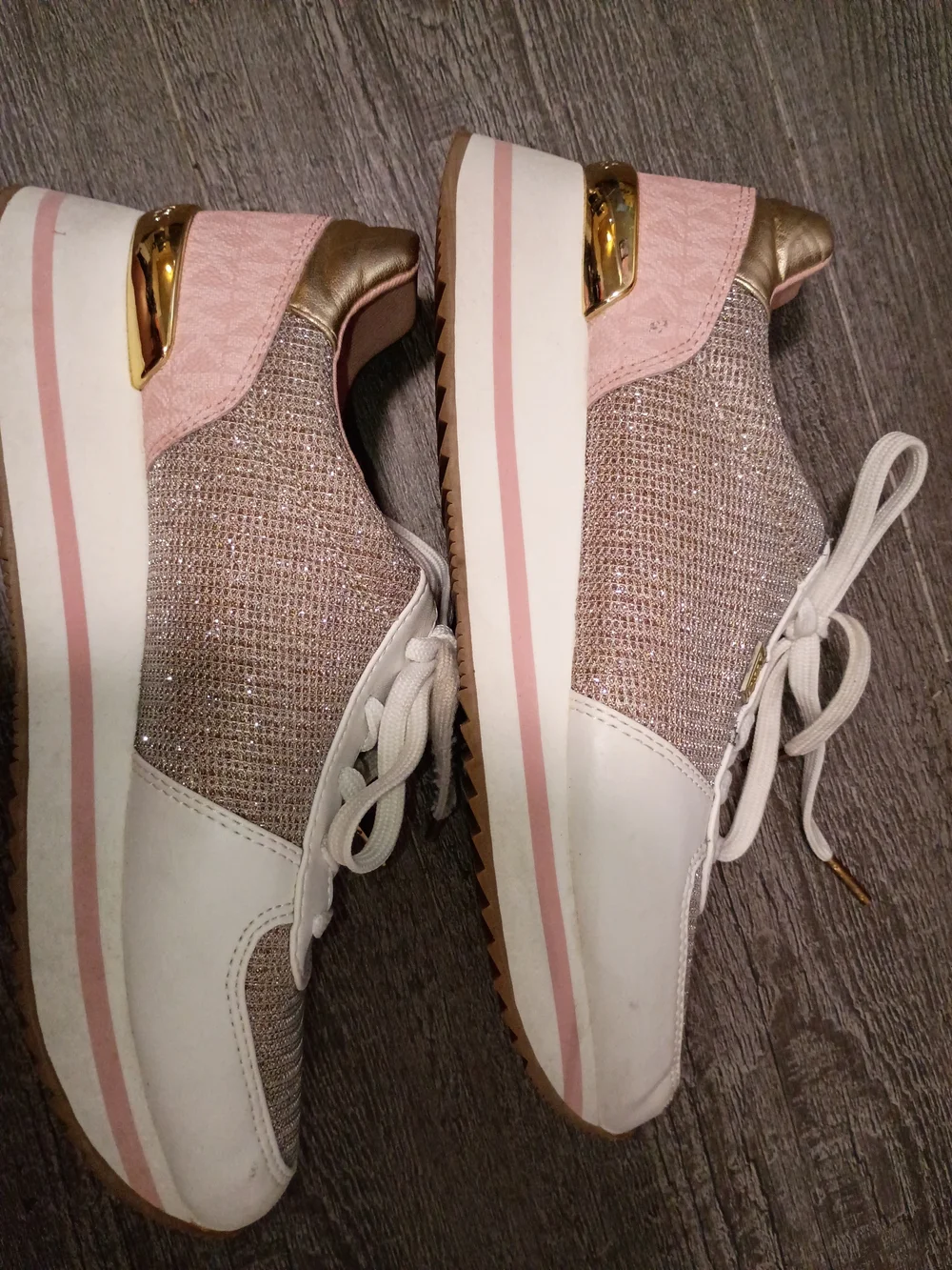 Michael Kors Women's Pink Metallic Lace-Up Sneakers
